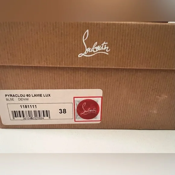 Christian Louboutin Blue DenimPyaclou Studded Ankle Strap Platform Sandals 38 - Picture 10 of 10